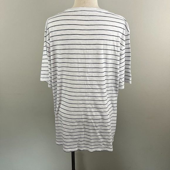 NWT JOE FRESH White Black Striped Crew Neck Tee (L)‎ - Picture 5 of 8